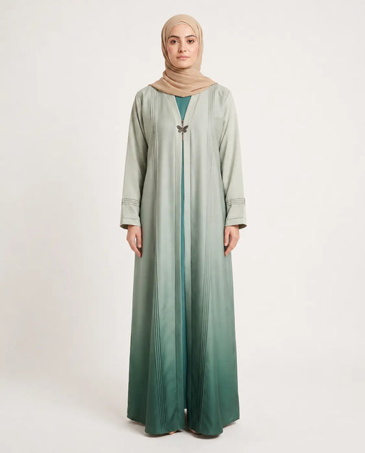 Misty Sage Ombré Abaya – Emerald Hem