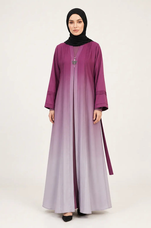 Berry & Dove Ombré Open Abaya